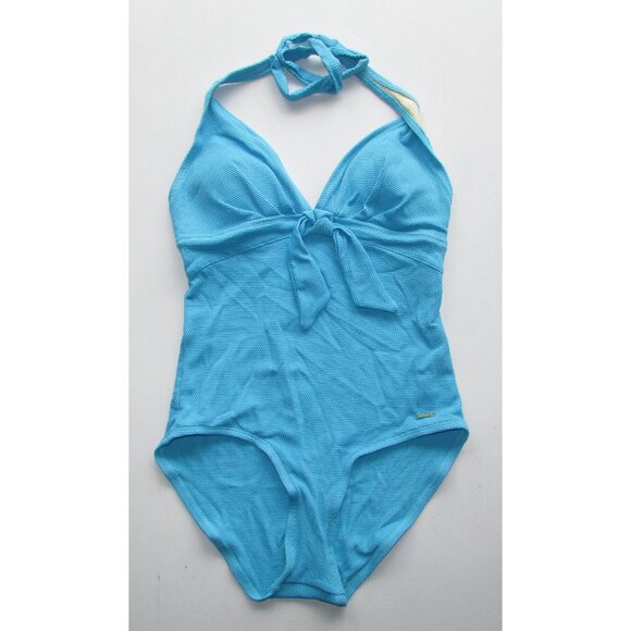LIZ CLAIBORNE Turquoise Pique One Piece Swimsuit - Sz 12 - NEW - Picture 2 of 10